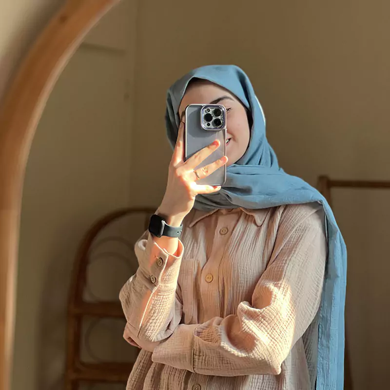شال وال نخ آبی دور دست