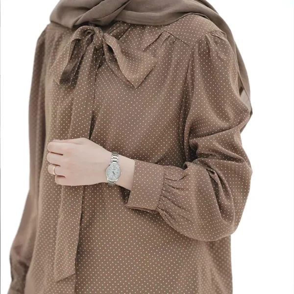 شومیز نخی شکلاتی خالدار