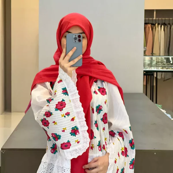 روسری وال نخ قرمز گوجه‌ای