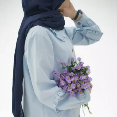 شومیز لینن آبی آسمانی