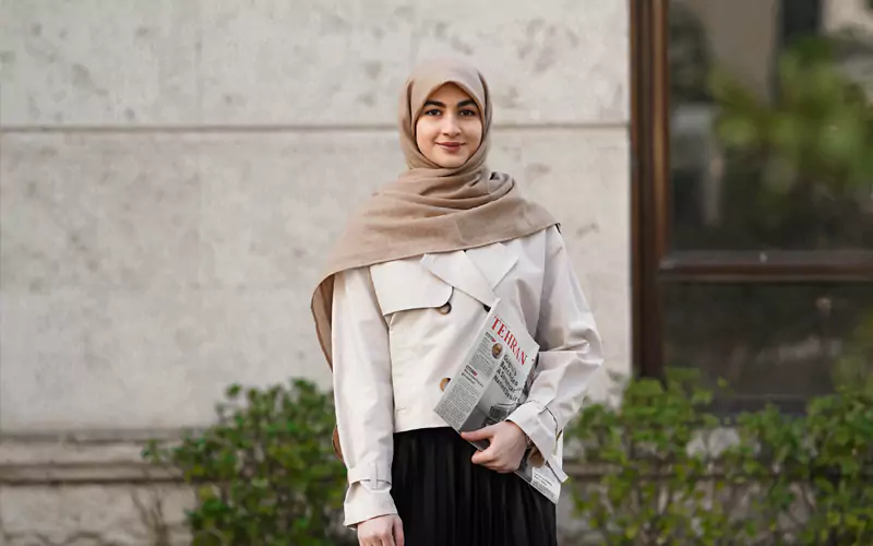 آموزش ست کردن شال و روسری با لباس ساده