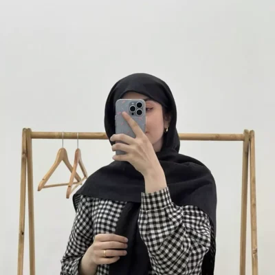 روسری وال نخ مشکی راه راه